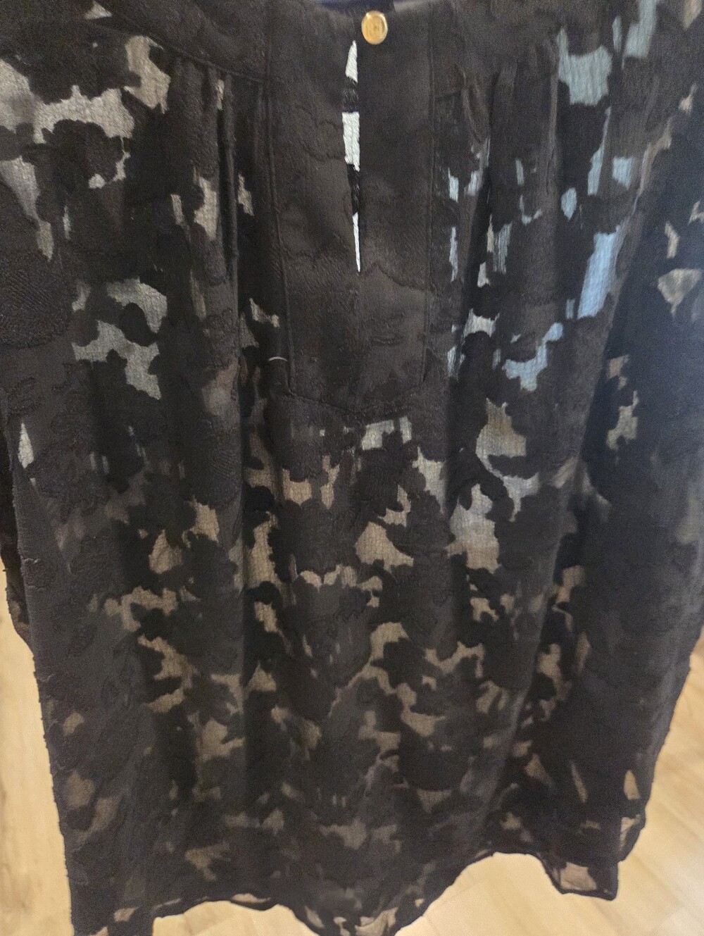 Black Liz Claiborne Lg Lacey Top Sleeveless Whimsigoth Romantic Blouse High Nec